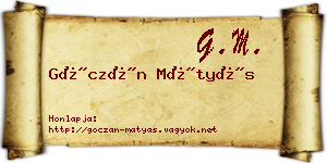 Góczán Mátyás névjegykártya